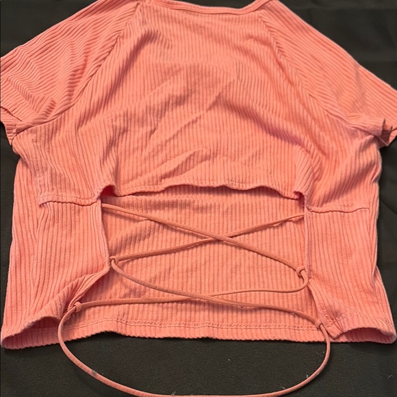 Pink Ribbed Relaxed T-Shirt - Picture 3 of 3